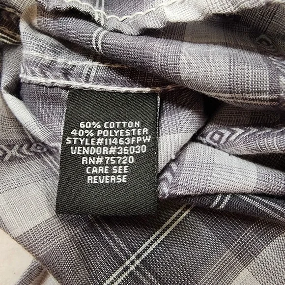 BKE Buckle Shirt Men XL Western Black Gray White Plaid Long Sleeve Metal Buttons - Picture 12 of 12